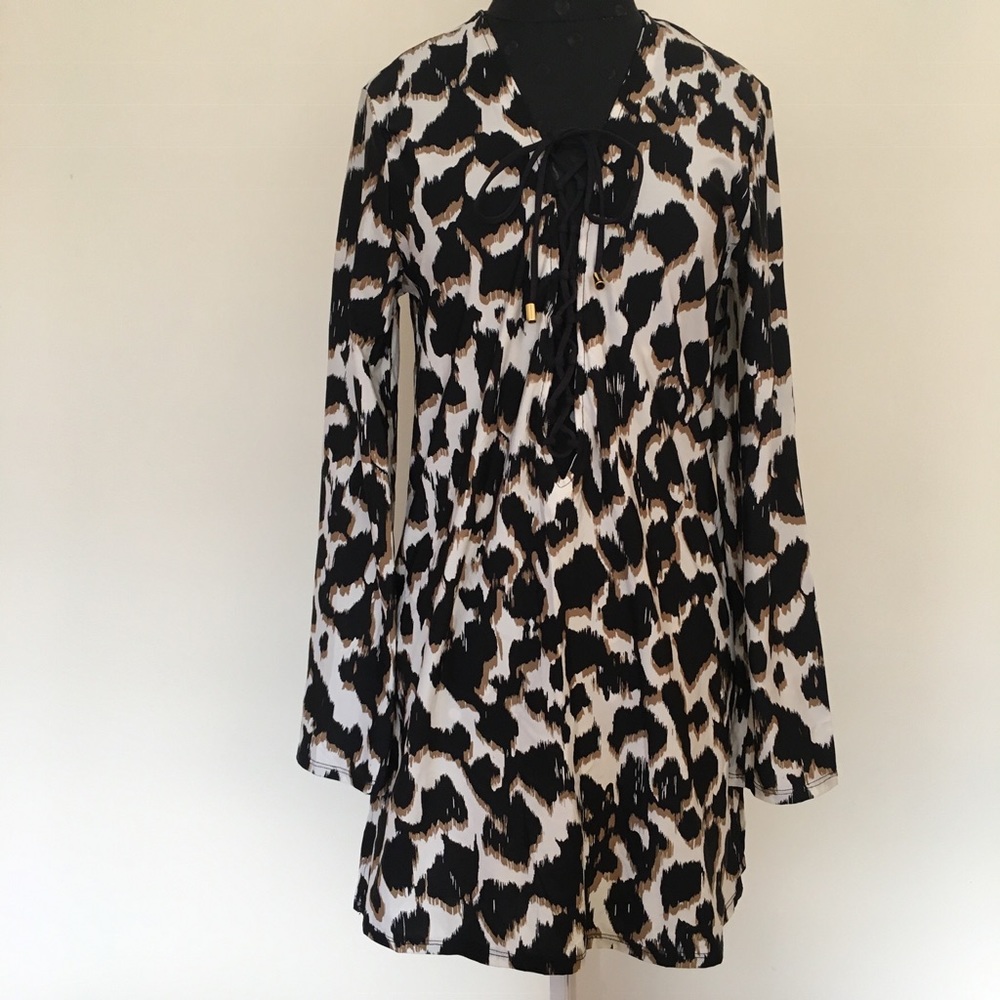 La Blanca In the Shadows Lace-Up Tunic NWT